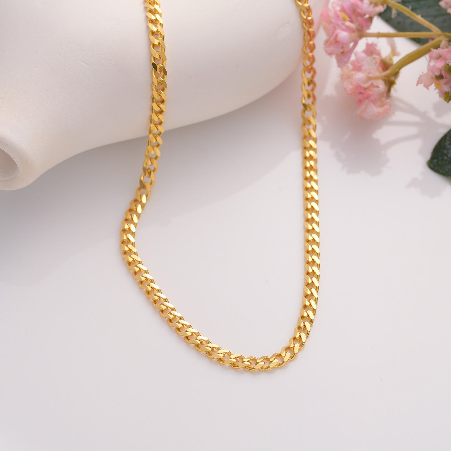 14K Gold Plated Sterling Silver Chain Necklace: Curb, Cuban, Figaro