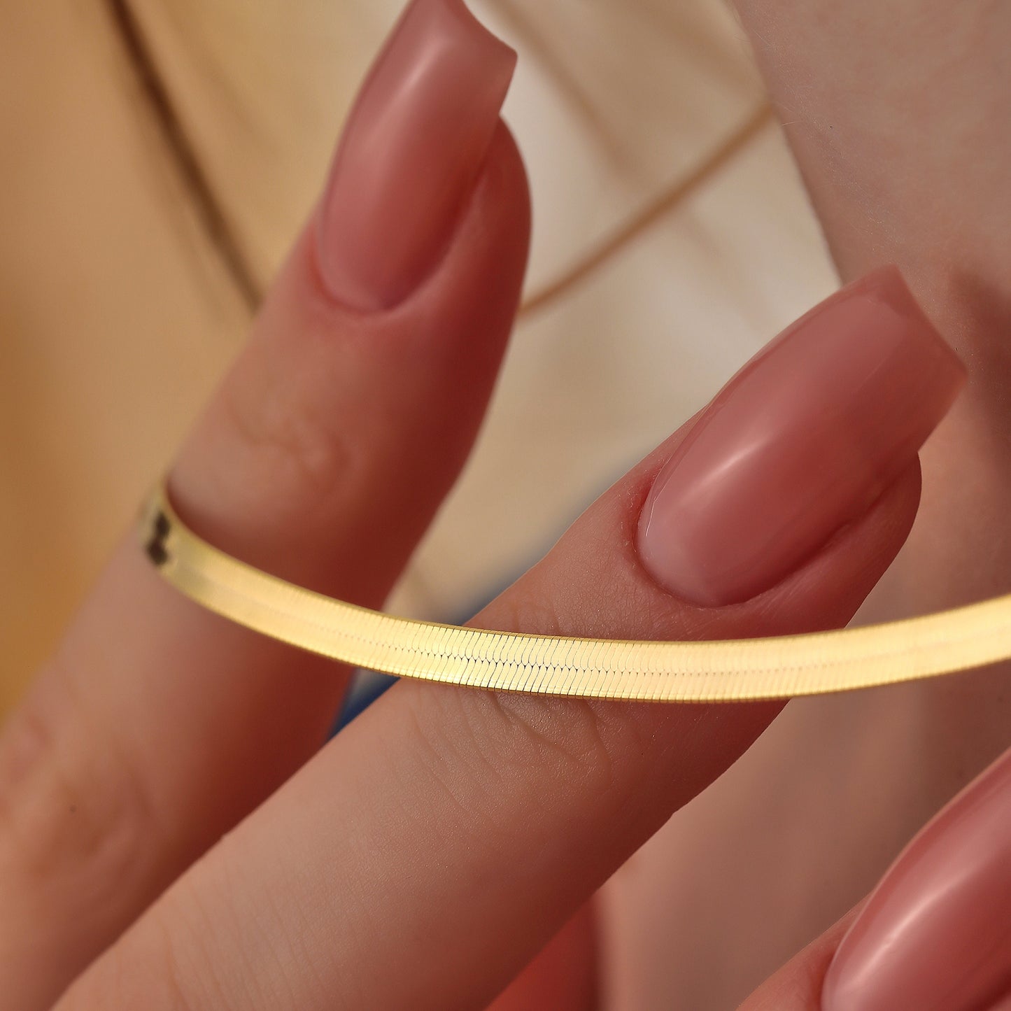 Dainty Twist Herringbone Chain Necklace: 14k Gold Plated 925 Silver