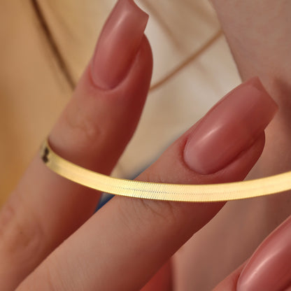 Dainty Twist Herringbone Chain Necklace: 14k Gold Plated 925 Silver