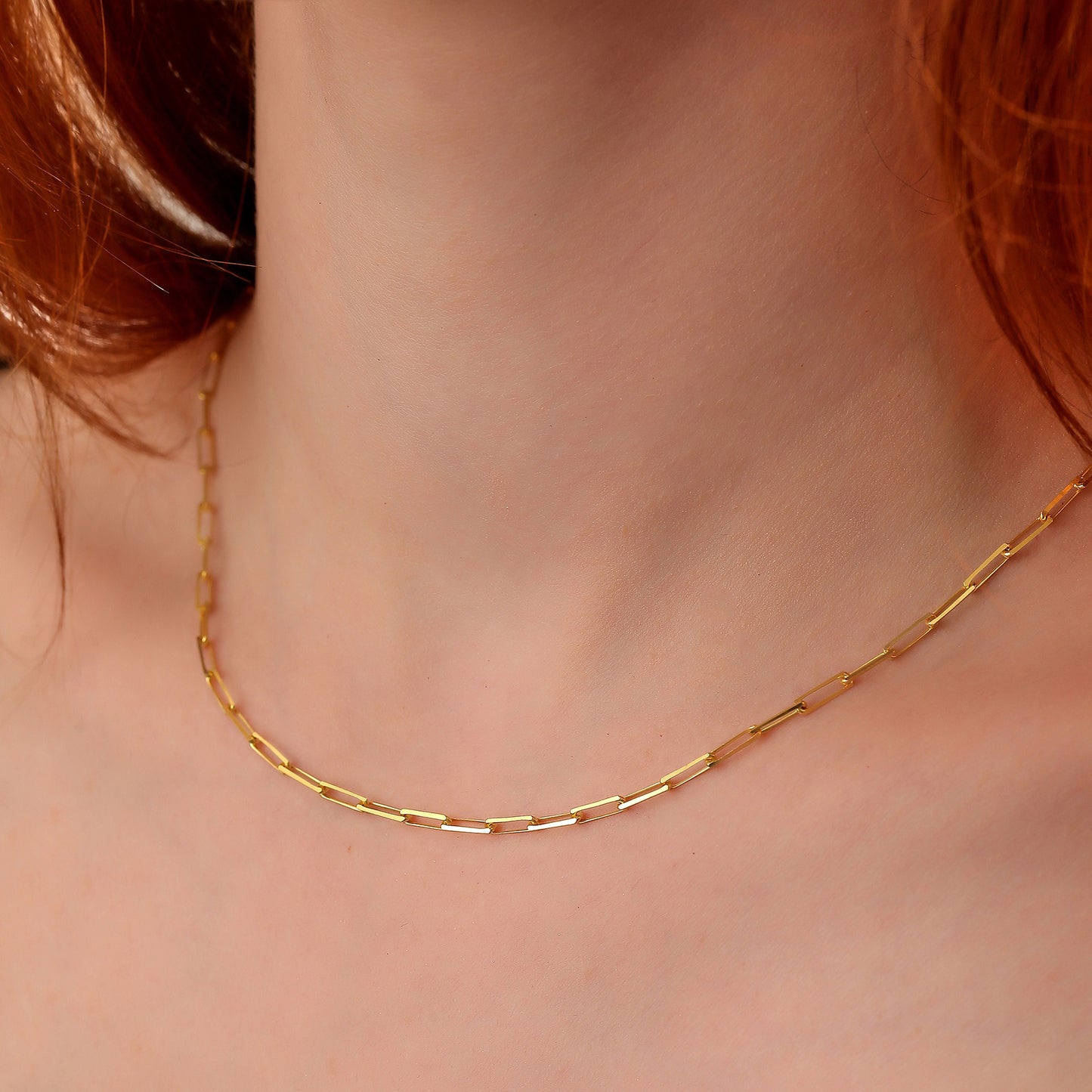 Dainty Paperclip Chain Necklace: 14k Gold Plated Sterling Silver
