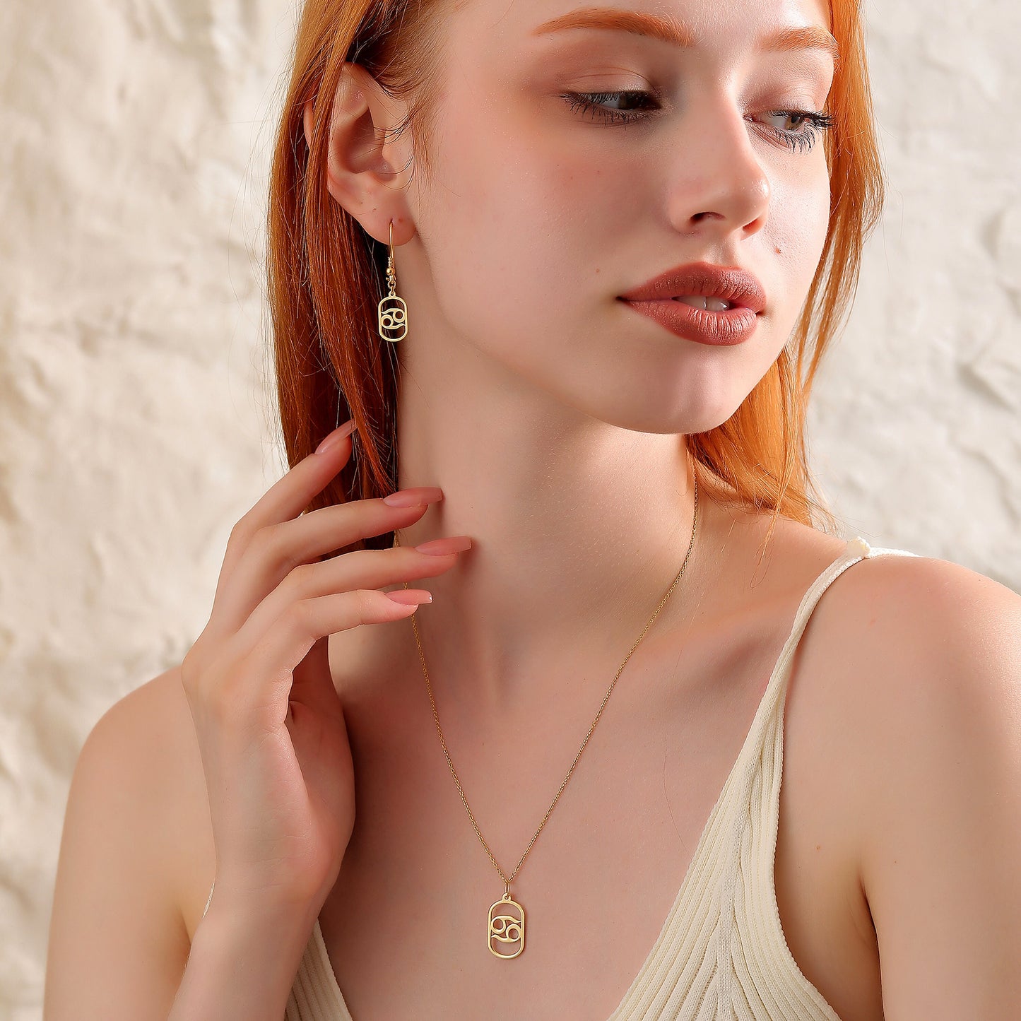 Gold Zodiac Jewelry Set: Sterling Silver Necklace, Bracelet & Earrings