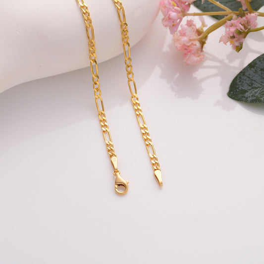 Gold-Plated Brass Figaro Chain Necklace or Bracelet