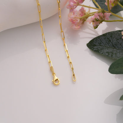 Dainty Paperclip Chain Necklace: 14k Gold Plated Sterling Silver