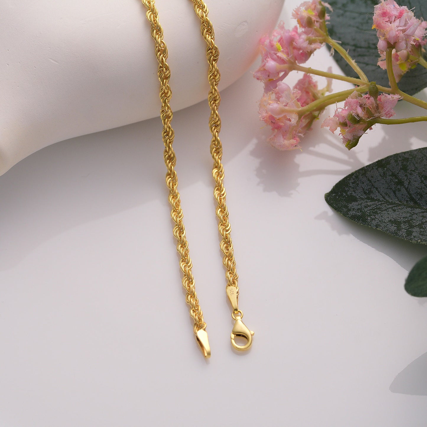 14K Gold Plated Sterling Silver Chain Necklace: Rope, Singapore, Curb & More