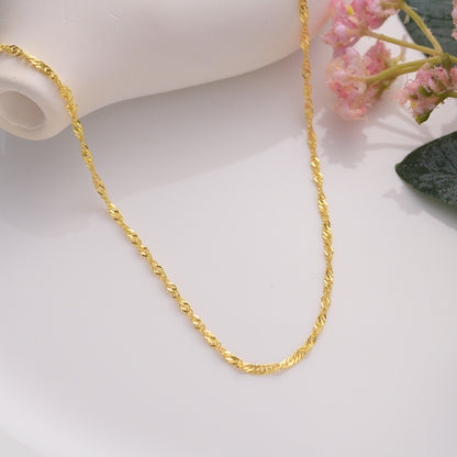 Dainty 14K Gold Plated Chain Necklace: Twist Rope, Paperclip, Snake &amp; More