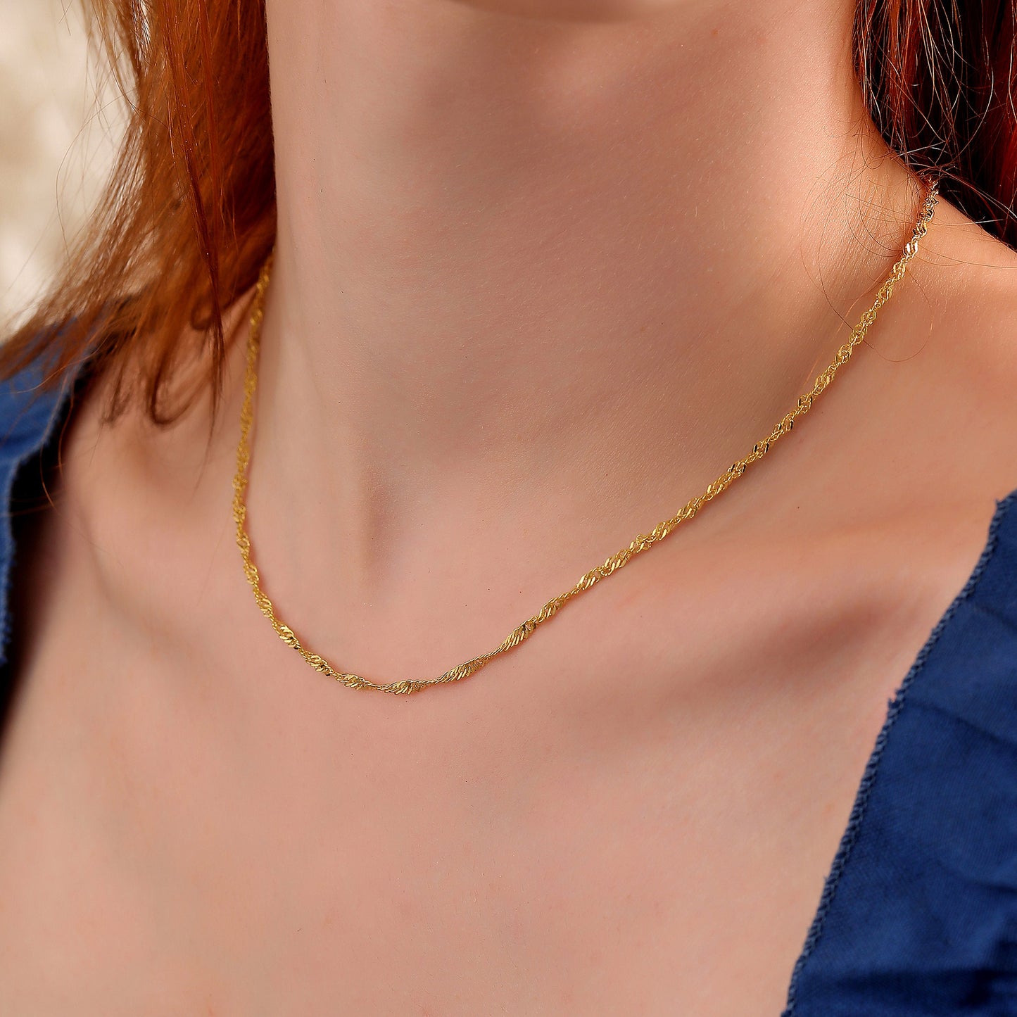 Dainty 14K Gold Plated Chain Necklace: Twist Rope, Paperclip, Snake &amp; More