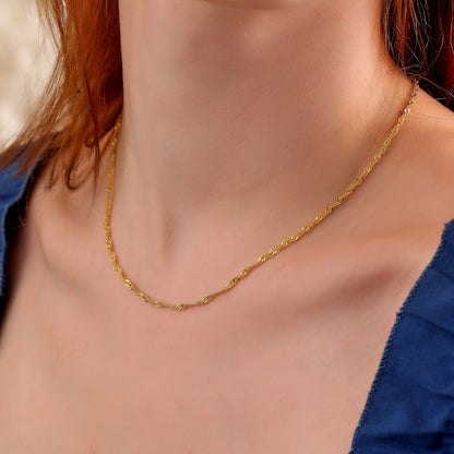 Dainty 14K Gold Plated Chain Necklace: Twist Rope, Paperclip, Snake &amp; More