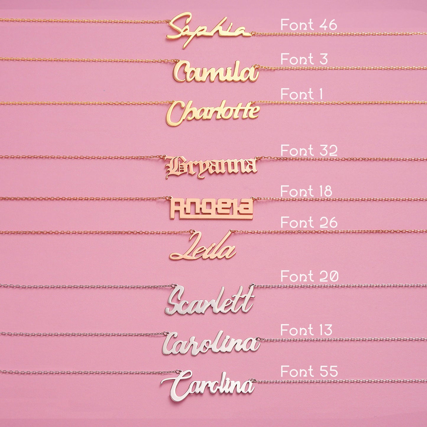 Personalized Name Necklace: Sterling Silver or Gold Custom Nameplate