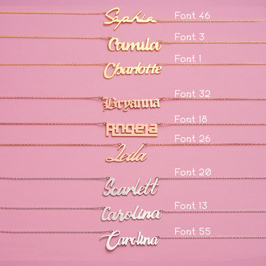 Personalized Name Necklace: Brass with Gold or Silver Finish Custom Nameplate