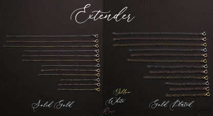 Sterling Silver Necklace Extender: Rose, White, Yellow Gold Chain Prolonger