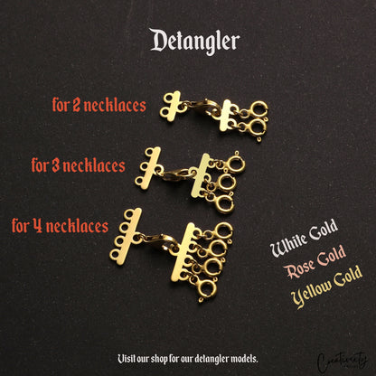 14K Gold Necklace Detangler: Sterling Silver Layered Clasp