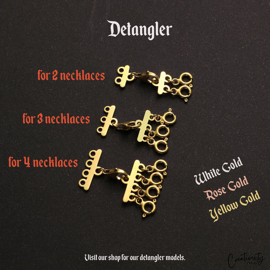 14K Gold Necklace Detangler: Sterling Silver Layered Clasp