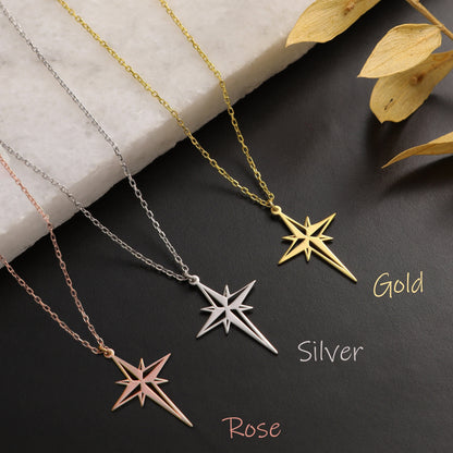 Fidget Spinner North Star Necklace: 14K Gold or Sterling Silver Emotional Support Jewelry