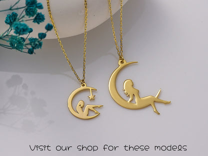 Fairy Necklace: Silver or Gold Tinkerbell Pendant (Yellow / Rose / White)