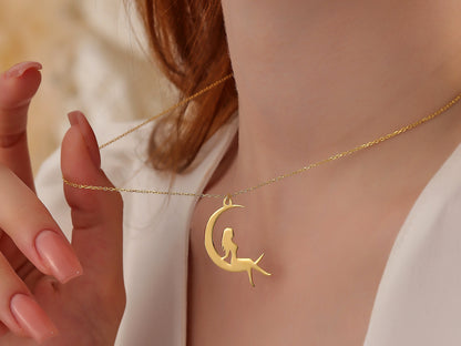 Fairy Necklace: Silver or Gold Tinkerbell Pendant (Yellow / Rose / White)