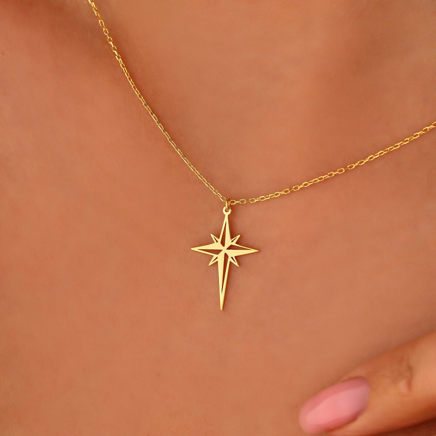 Fidget Spinner North Star Necklace: 14K Gold or Sterling Silver Emotional Support Jewelry