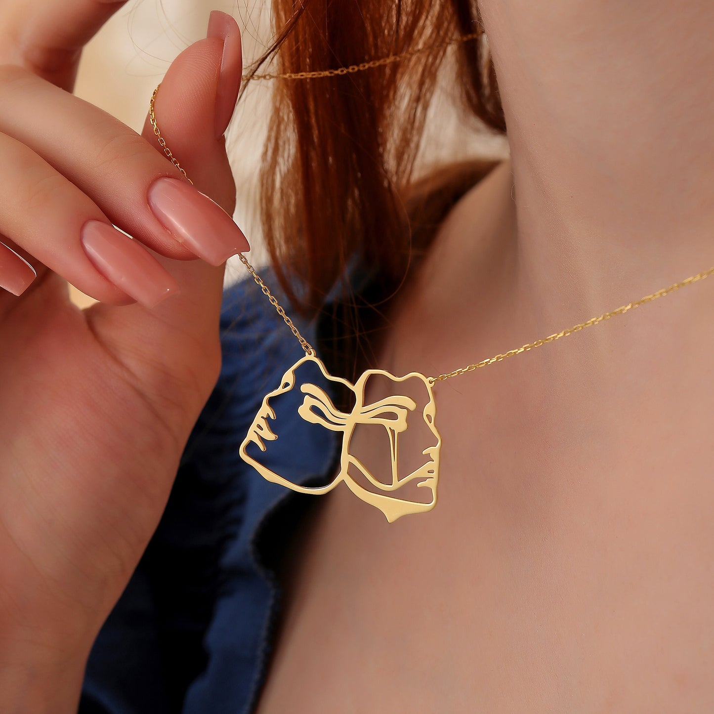 Comedy Tragedy Mask Necklace: 14K Solid Gold or Sterling Silver Drama Pendant