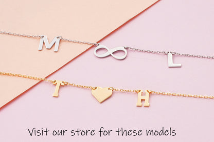 Personalized Birthstone Initial Necklace: Sterling Silver Family Jewelry