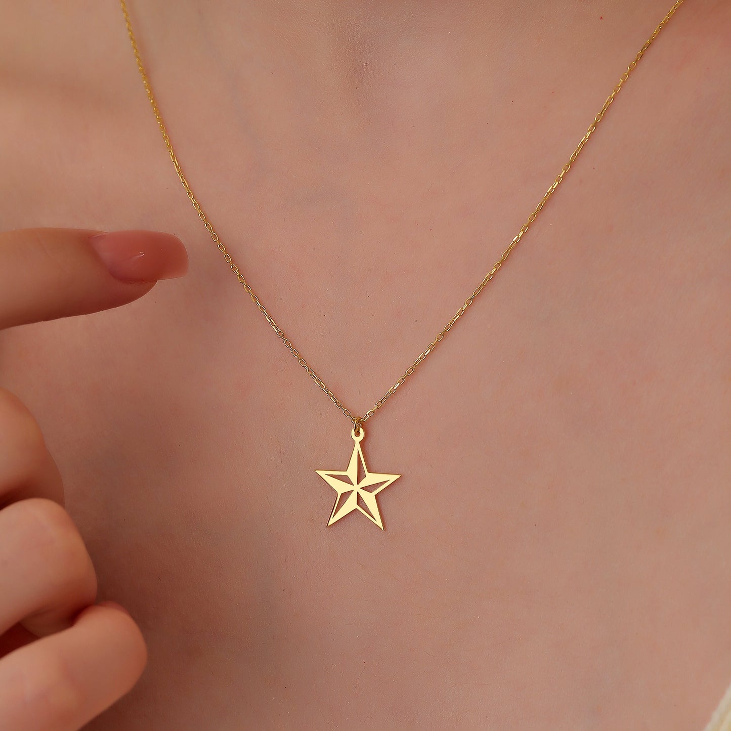 Sterling Silver Star Necklace: Celestial Jewelry, Polaris Pendant
