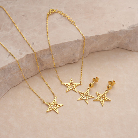 Brass Star Jewelry – Necklace, Bracelet, Earrings or Full Set
