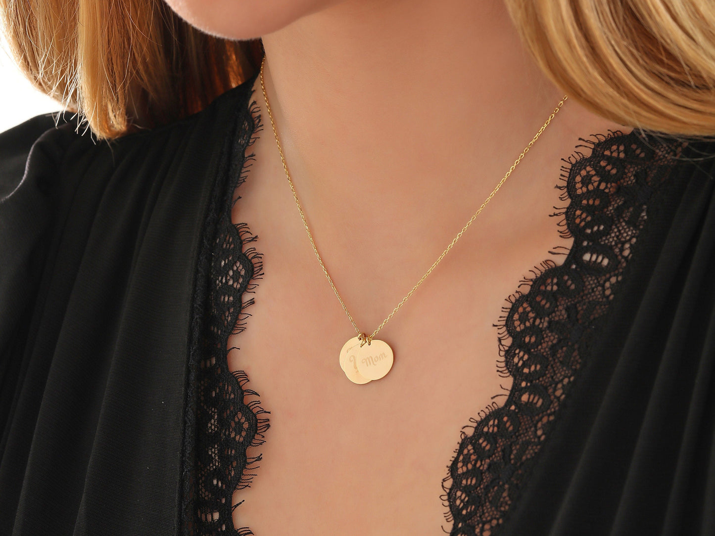 Personalized Gold Disc Necklace: Sterling Silver Monogram Tag Jewelry