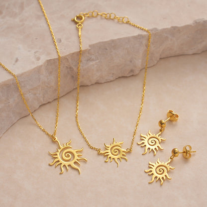 Sunburst Earrings: Sterling Silver or 14K Gold Celestial Jewelry