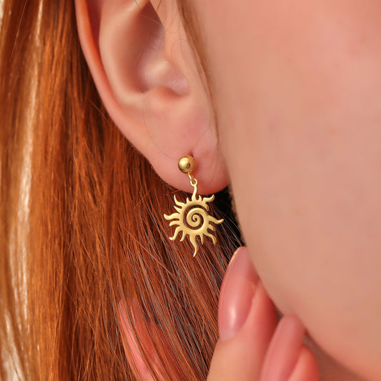 Sunburst Earrings: Sterling Silver or 14K Gold Celestial Jewelry