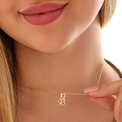 Personalized Number Necklace: Sterling Silver Lucky Date Pendant