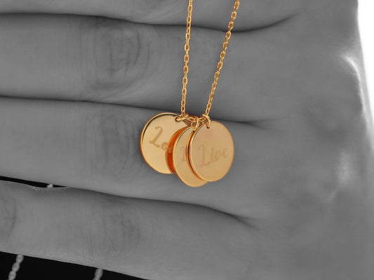 Personalized Gold Disc Necklace: Brass Monogram Tag Jewelry