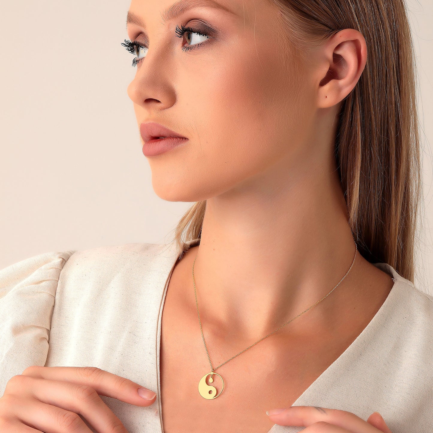 Yin Yang Necklace: 14K Solid Gold or Sterling Silver Balance Pendant, Minimalist Spiritual Jewelry