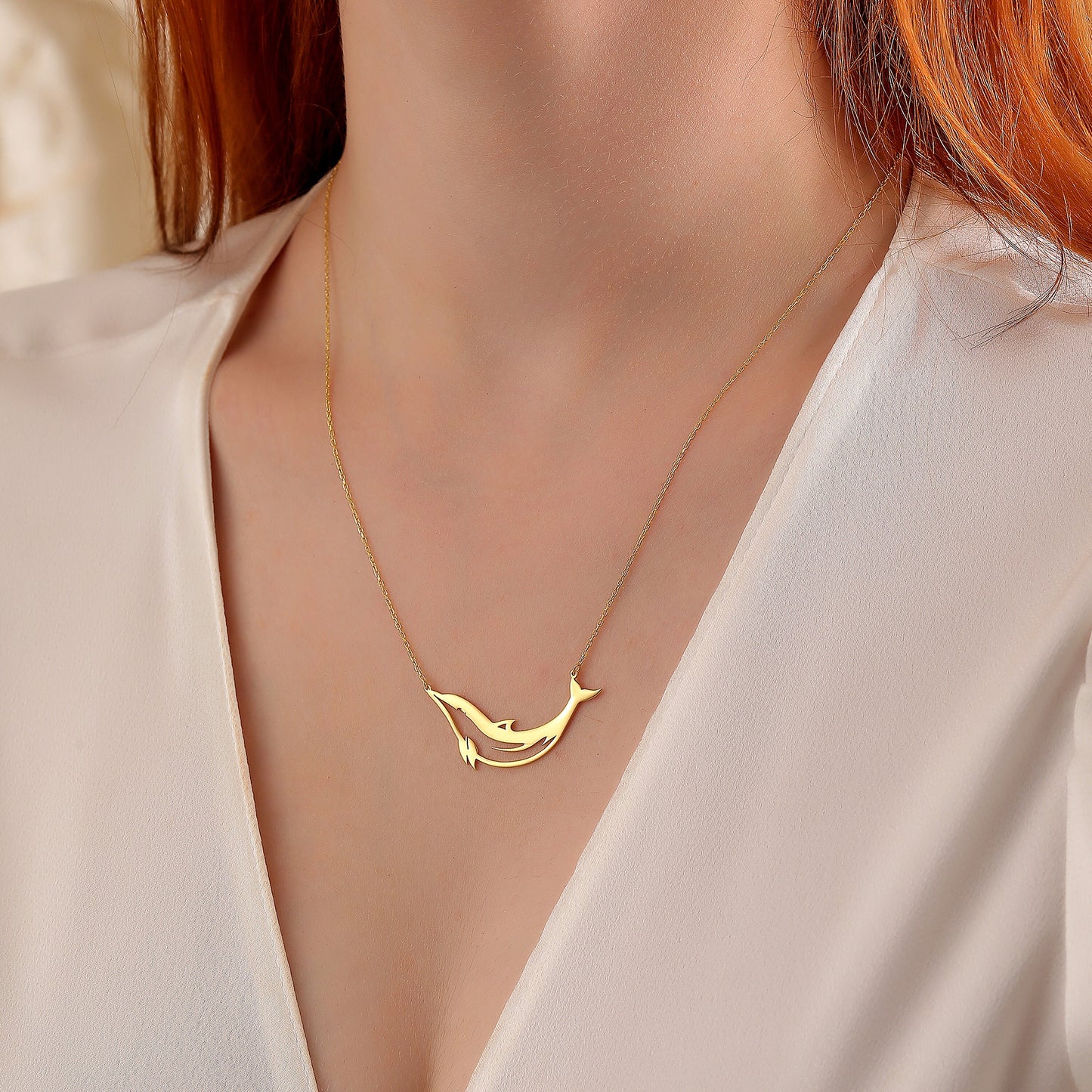 Dainty Dolphin Necklace: Silver or Gold  (Yellow / Rose / White)
