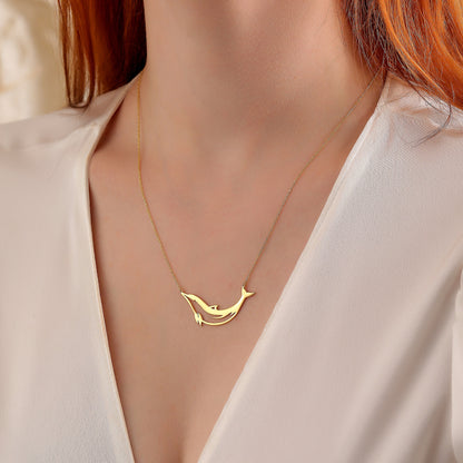 Dainty Dolphin Necklace: Silver or Gold  (Yellow / Rose / White)