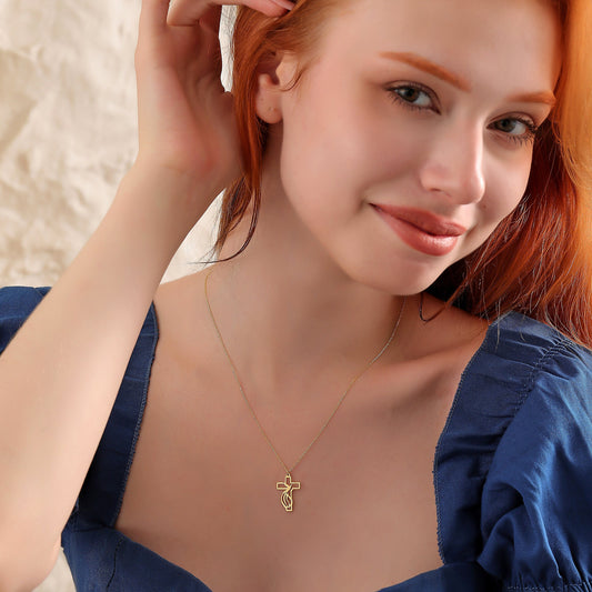 Dainty Cross Necklace: Brass Christian Crucifix Pendant