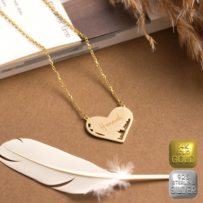 Personalized Heart Necklace: Sterling Silver or Gold Name Pendant