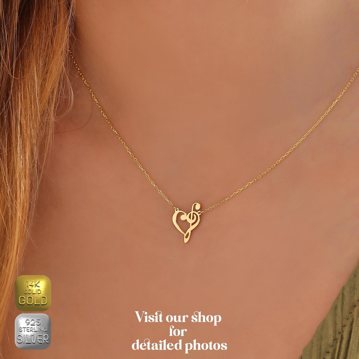 Dainty Trumpet Necklace: Sterling Silver or Solid Gold Musical Jewelry