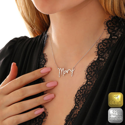 Personalized Name Necklace: Sterling Silver or 14K Gold Custom Nameplate