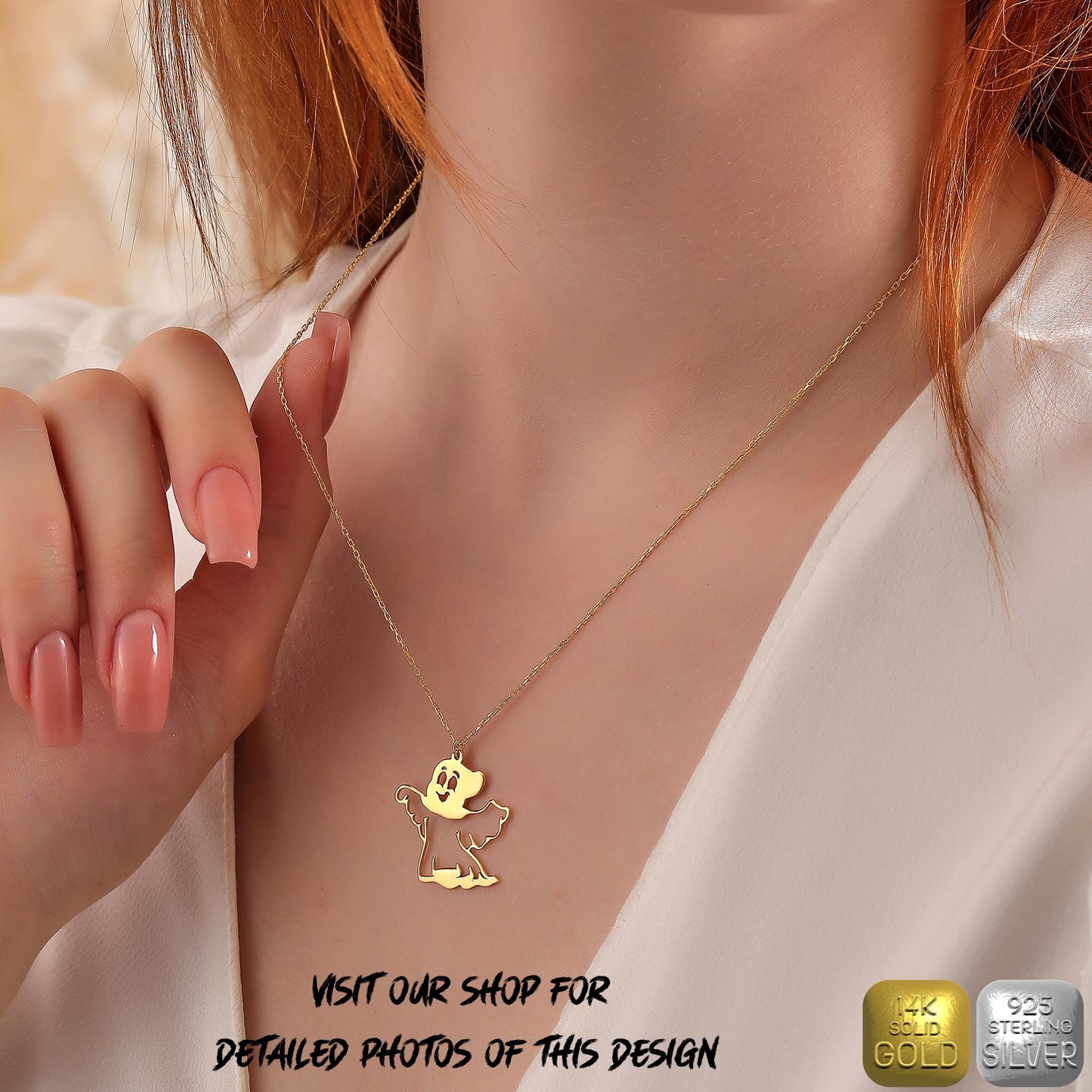 Vampire Teeth Necklace: Sterling Silver or 14K Gold, Gothic Halloween Jewelry