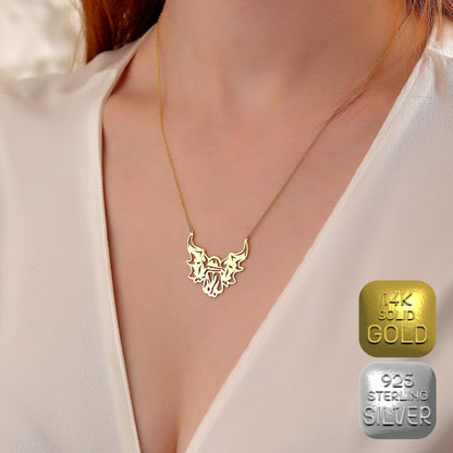 Fallen Angel Necklace: Gothic Halloween Jewelry, Sterling Silver or 14K Gold