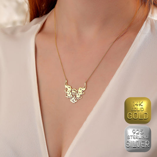 Fallen Angel Necklace: Gothic Halloween Jewelry, Sterling Silver or 14K Gold