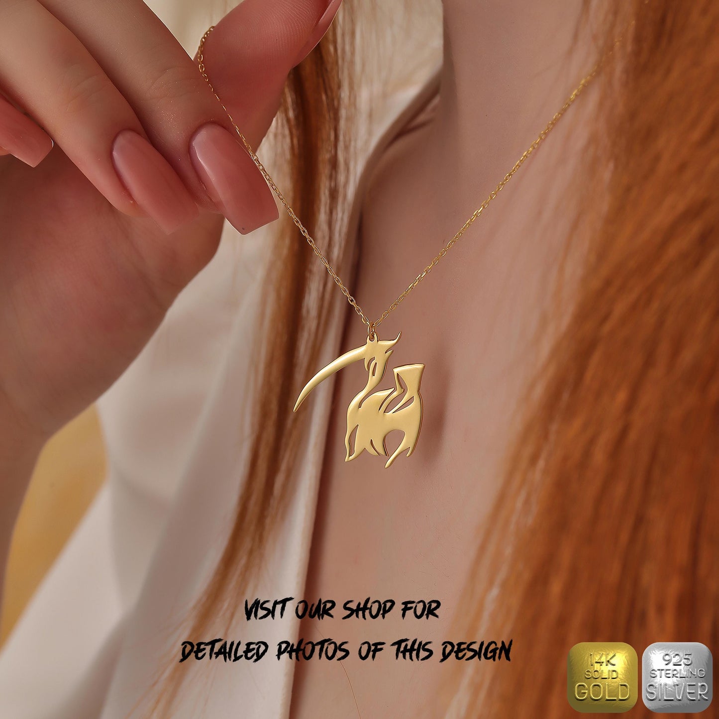 Gothic Skull Pendant Necklace: Sterling Silver or Gold Plated