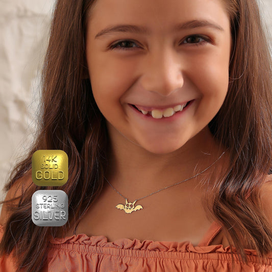 Sterling Silver Bat Necklace: Dainty Halloween Jewelry, Gothic Pendant
