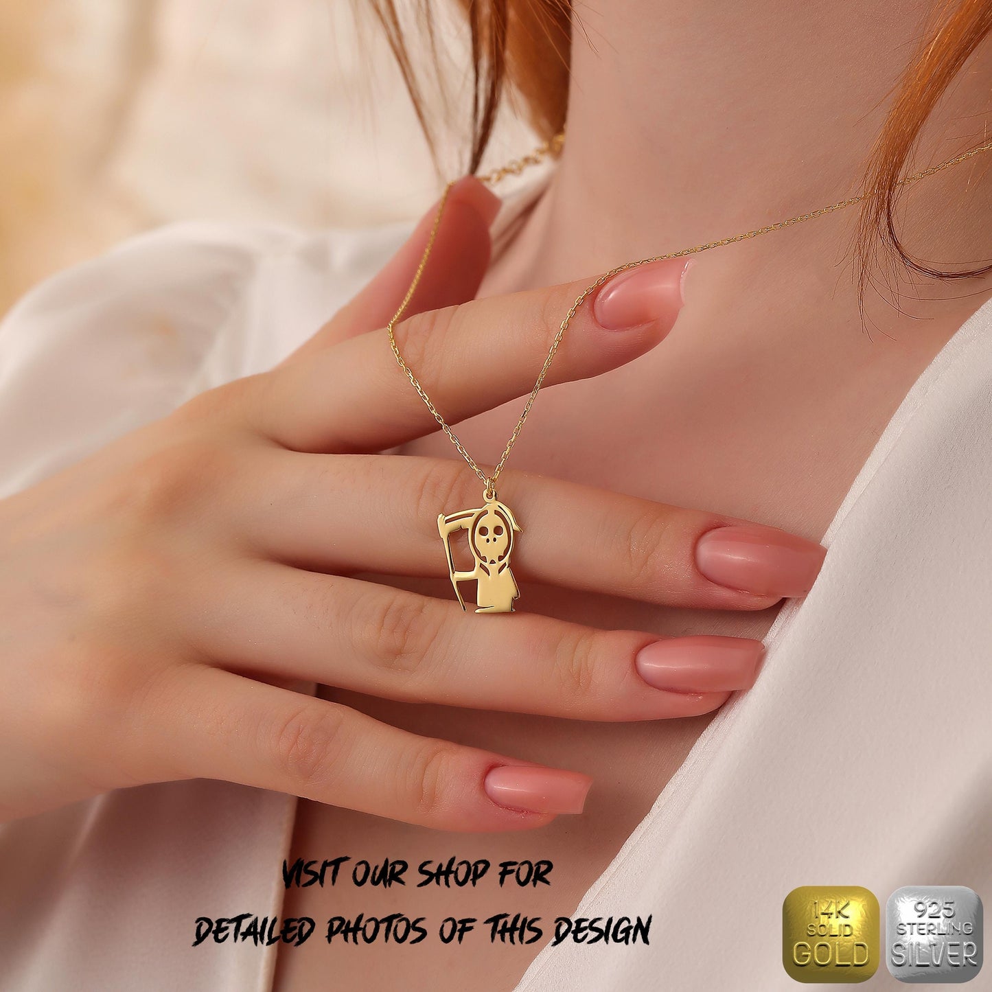 Fallen Angel Necklace: Gothic Halloween Jewelry, Sterling Silver or 14K Gold