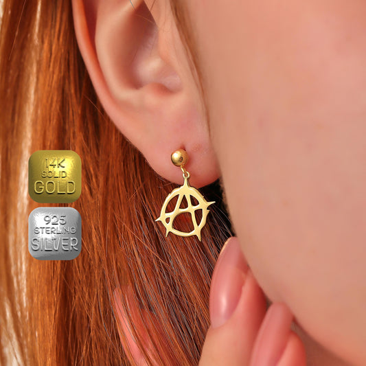 Anarchy Symbol Earrings: 925 Sterling Silver, Sons of Anarchy Jewelry