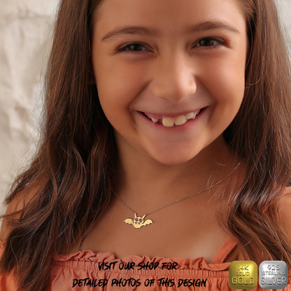 Halloween 925 Sterling Silver Necklace, Gold Plated, Custom Goth Jewelry