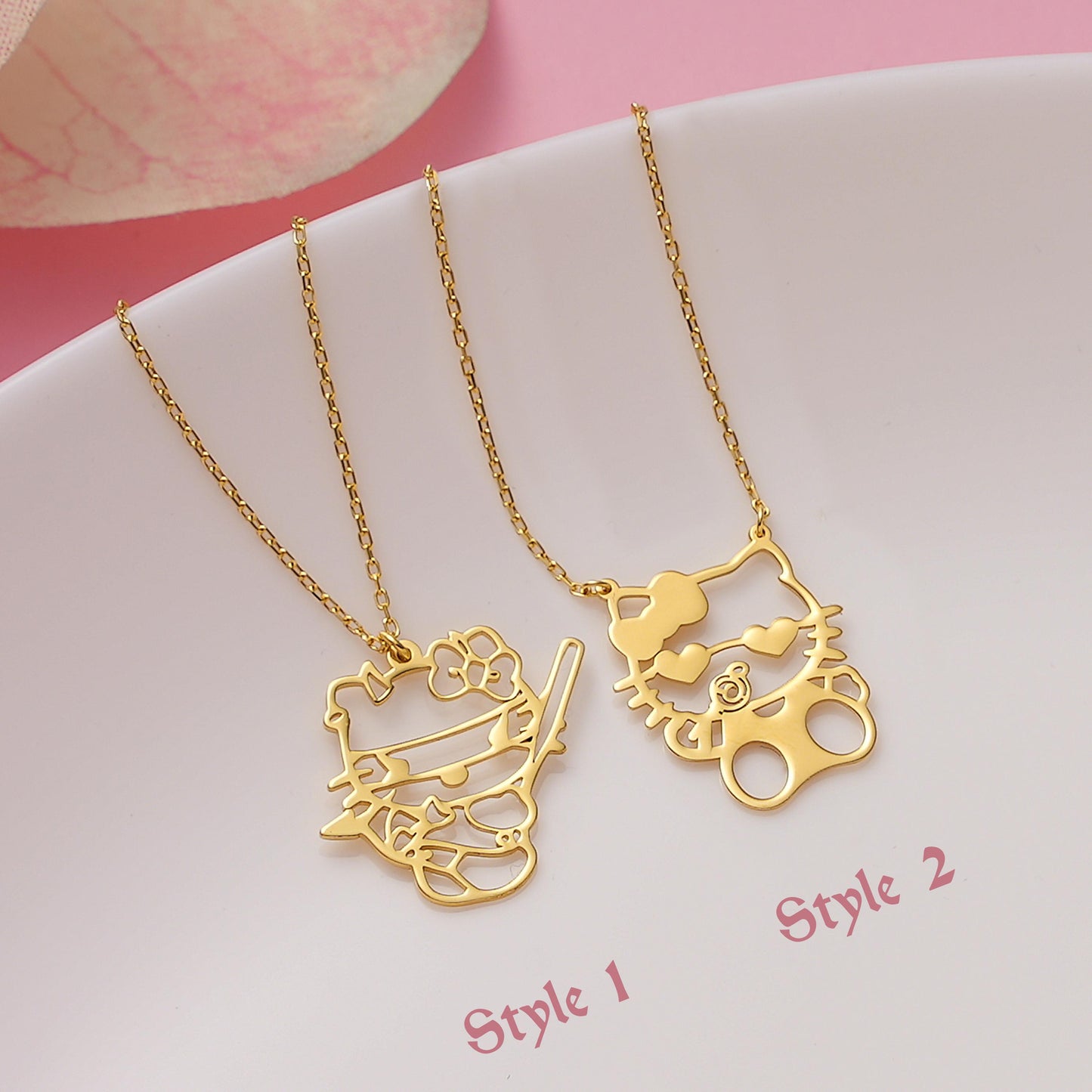 Halloween 925 Sterling Silver Necklace, Gold Plated, Custom Goth Jewelry