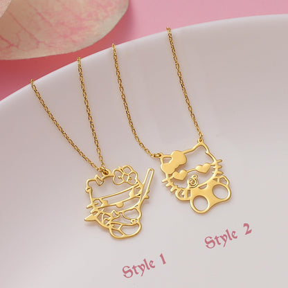 Halloween 925 Sterling Silver Necklace, Gold Plated, Custom Goth Jewelry