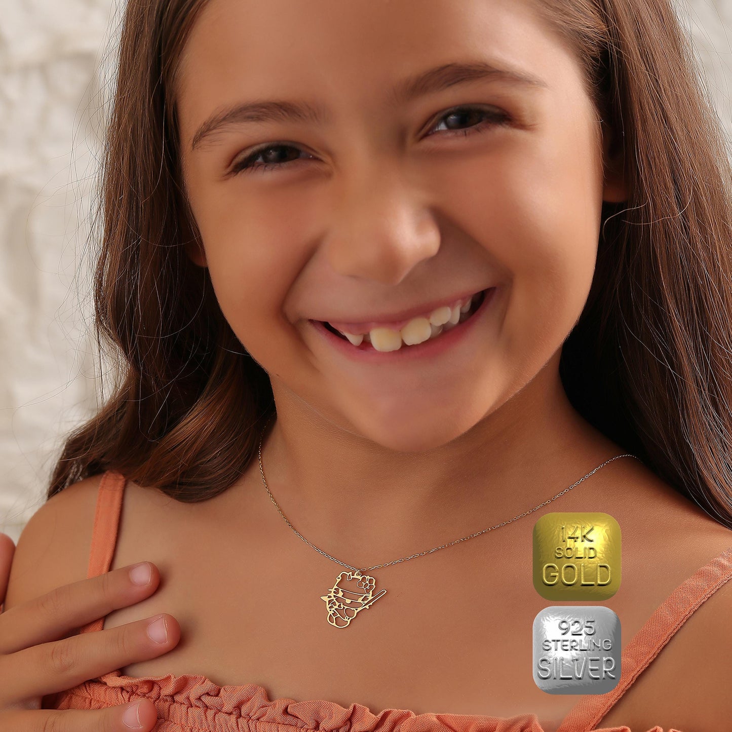 Halloween 925 Sterling Silver Necklace, Gold Plated, Custom Goth Jewelry