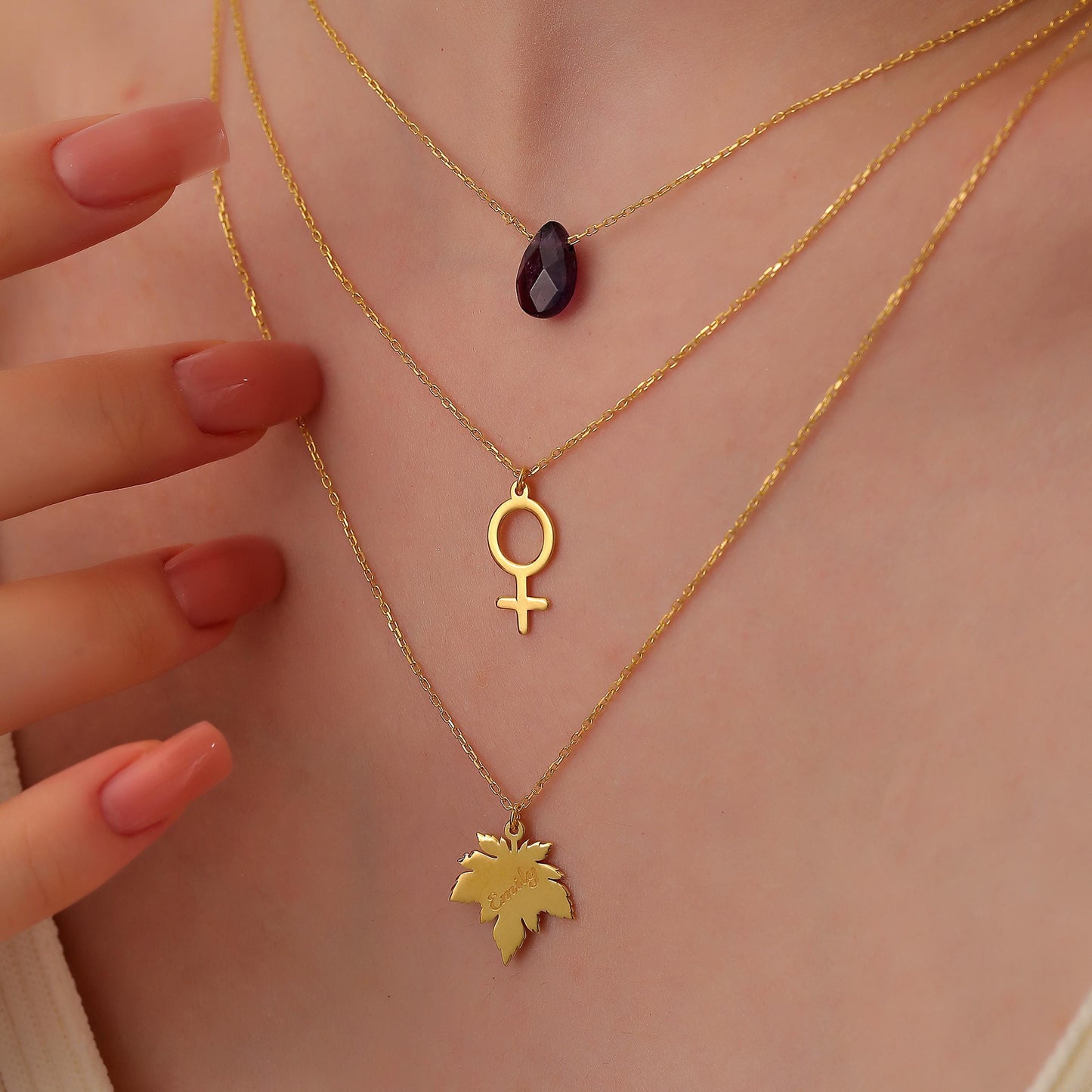 14K Solid Gold Necklace Detangler Clasp: Layered Chain Organizer