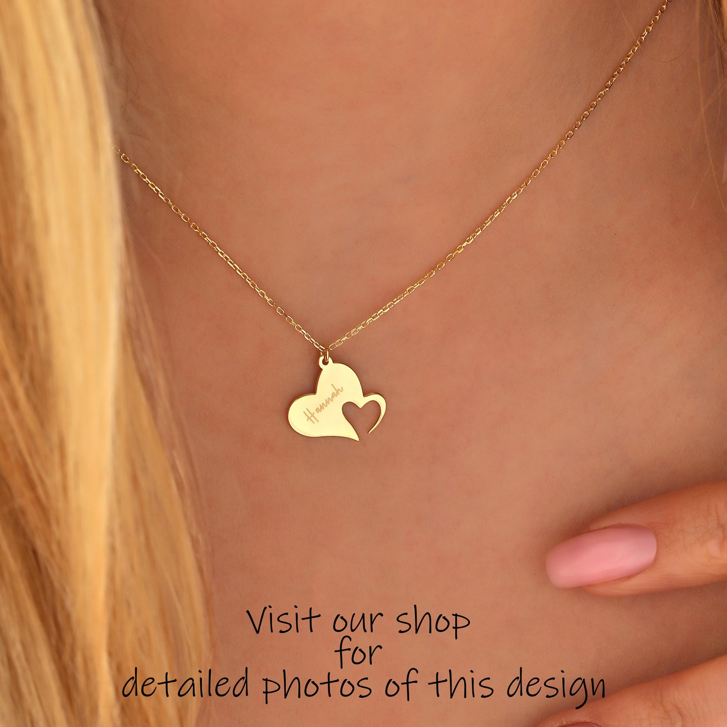 Interlocking Hearts Necklace: Sterling Silver & 14K Gold, Mother Daughter Jewelry