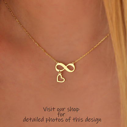 Infinity Heart Necklace: 14K Solid Gold or Sterling Silver Love Pendant